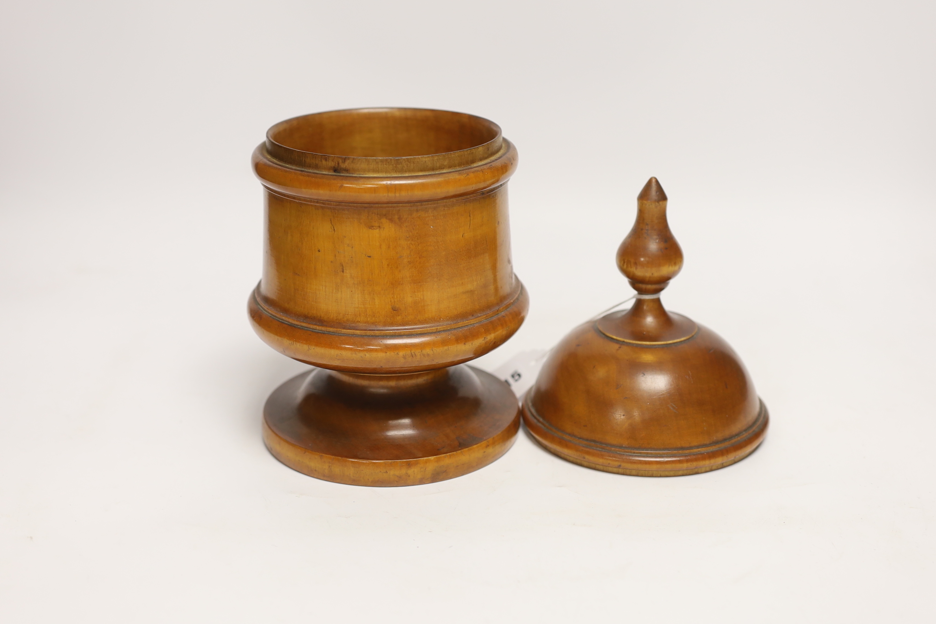 A 19th century fruitwood lidded tea caddy, 28cm